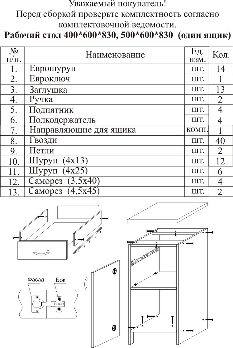 Приготовление к сборке